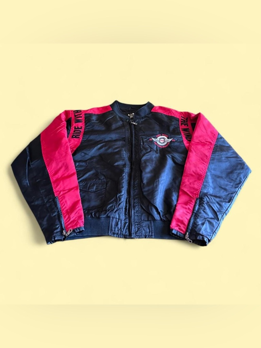 Biker Design Jacket Ride With The Wind Black Red Men’s L Moto